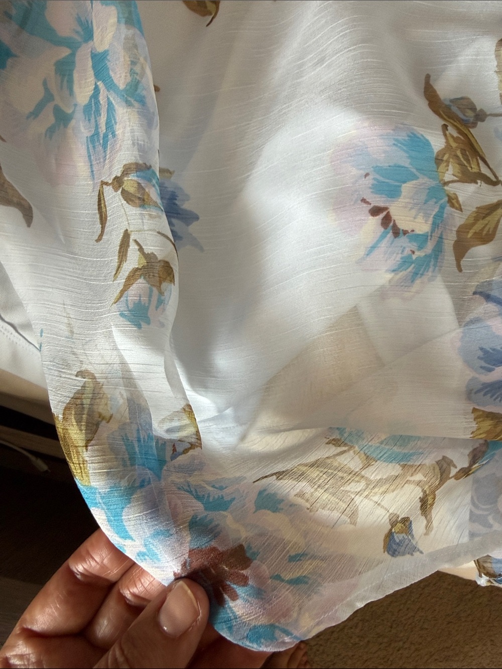 Lulu's Pale Blue Floral Maxi Dress with Blue and Olive Accents - Picture 5 of 5